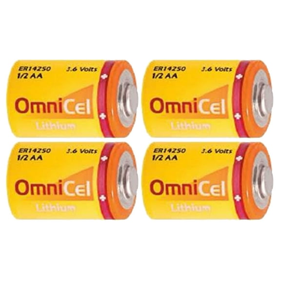 4x OmniCel ER14250 3.6V 1/2AA Lithium Standard Battery Button Top RFID Detectors