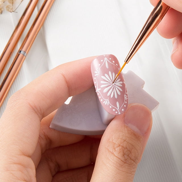 unbranded 3Ud Pinceles Nail Art Rosa Dorado Material Duradero Para De Única