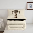 thumbnail image 5 of meiyoeat Bowknot Print Letter Queen Comforter Set,Cheetah Monogram Art T Comforter Sets Queen,Black Reversible,3-Piece,1 Comforter And 2 Pillowcases, 5 of 7