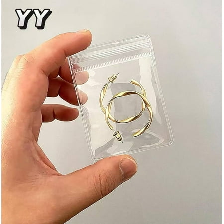 

YY100 packs of double-thickness PVC jewelry anti-oxidation zipper bags | 2.36×3.14 inch clear anti-rust jewelry packaging bag