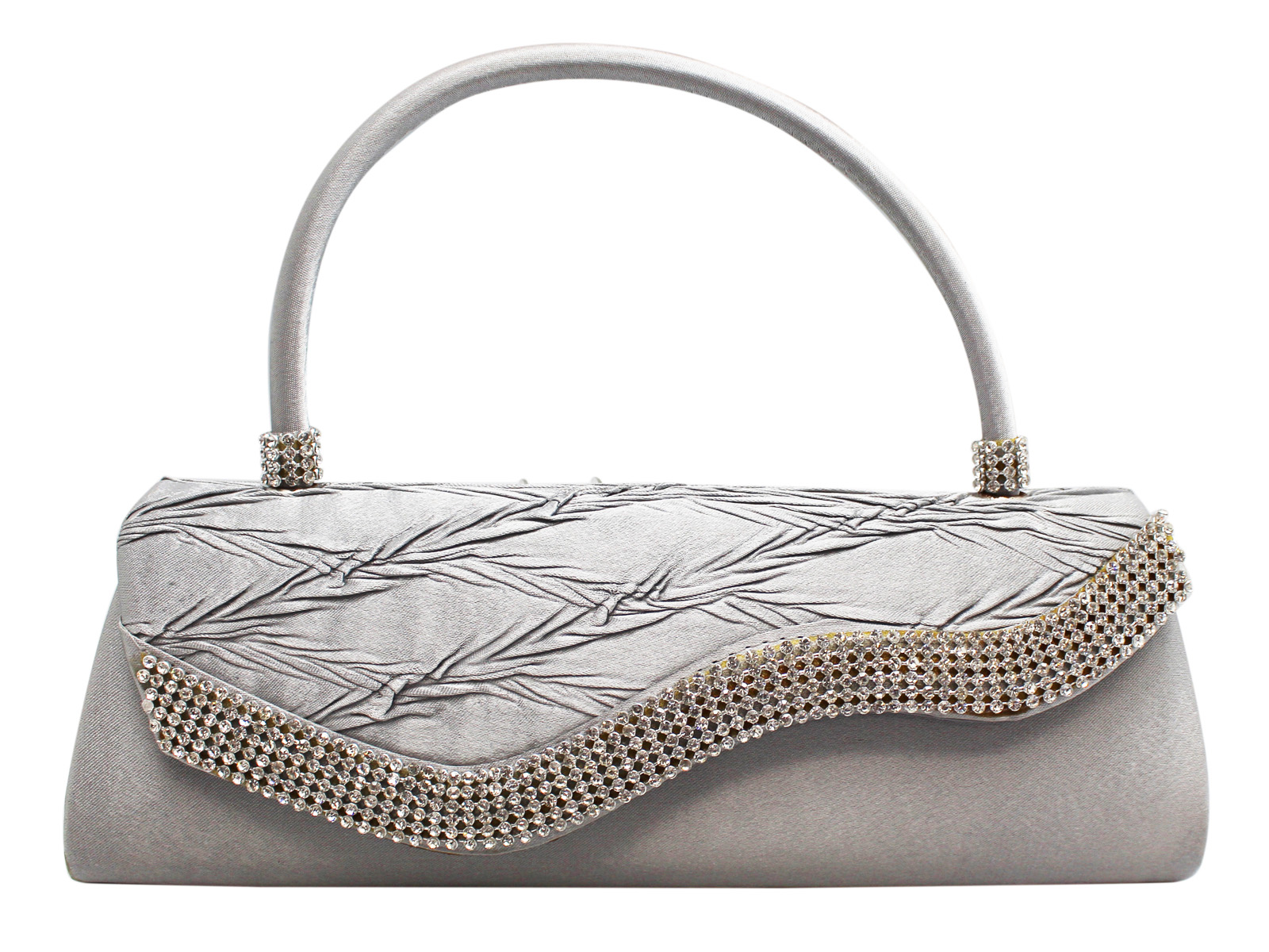 Elegant Rhinestone Sequenced Gray Cocktail Purse Snap