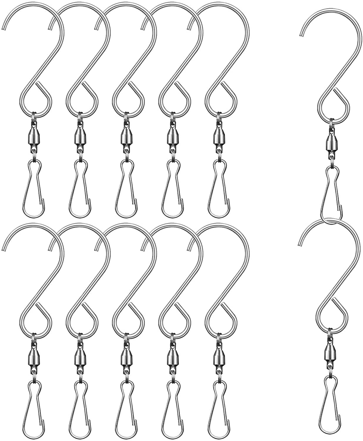 Rotating Wind Chime Hook, 12 Pieces SShaped Swivel Hooks For Hanging