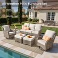 thumbnail image 5 of Vcatnet 6 Pieces Outdoor Patio Furniture Wicker High-Back Conversation Set with Swivel Rocking Chairs and Ottoman, Gray, 5 of 10