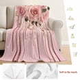 thumbnail image 5 of Pink Roses Romantic Blanket Soft Cozy Warm Throw Blanket for Couch, Plush Fuzzy Flannel Fleece Blankets for Sofa, Watercolor Botanical Floral Bed Blankets Lightweight Gifts for Women, 40"x60", 5 of 9