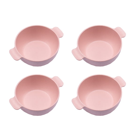 Qiweii 4 Pack Wheat Straw Double Ear Bowl Set,Thickened Shatterproof Bowl for Soup Noodle and Meal Serving