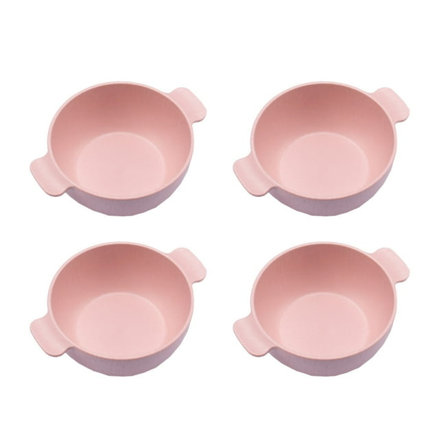 4-Piece Plastic Complementary Food Bowls With Double Ear Handles 15.7 cm Diameter Heat-Resistant Noodle Bowls