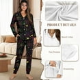 thumbnail image 6 of DISNIMO Spider Web Print Women's 2 Piece Lounge Sets Casual Fashion Halloween Sleepwear Button Down Nightwear Long Sleeve Loungewear with Long Pajama Pants, 6 of 6
