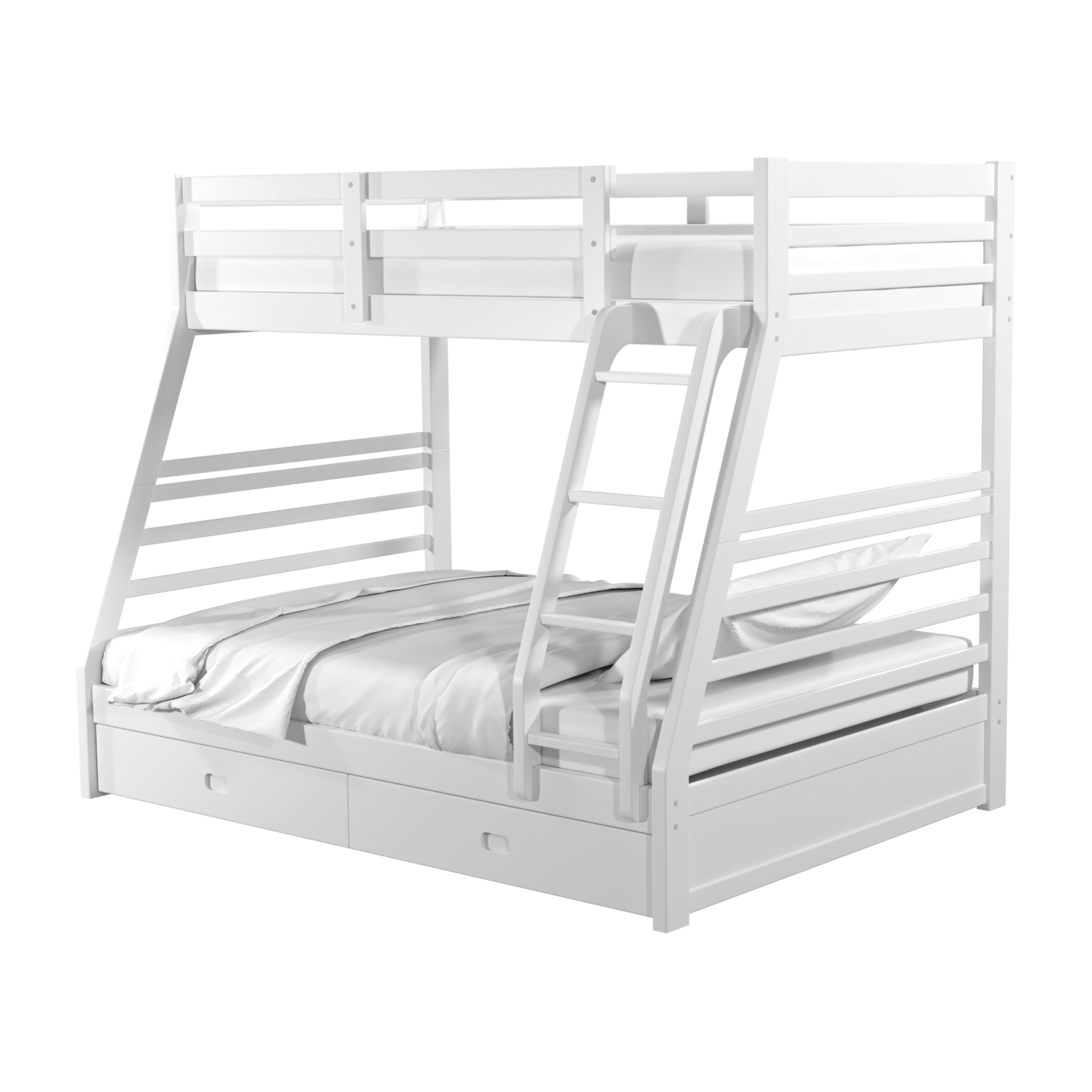 Furniture of America Luke Wood White Twin/Full Kids Bunk Bed with Drawers