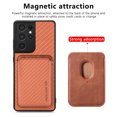 thumbnail image 5 of Cutyskin Carbon Fiber Texture PU Leather Case for Samsung Galaxy S21 Ultra, with Detachable Card Holder, Compatible Magsafe Charging, Ultra Thin Design Shockproof Phone Case for S21 Ultra, Brown, 5 of 7