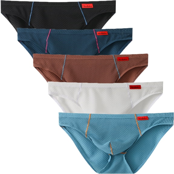 Whaninti Men's 3D-Pouch Bikini Underwear Lightweight Quick-Dry Low Rise Briefs 5-Pack M