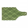 thumbnail image 1 of Green and Brown Cutting Board, Diagonal Checkered Pattern Irish Tartan Geometric Classic Arrangement, Tempered Glass Cutting and Serving Board, Wine Bottle Shape, Fern Green Brown, by Ambesonne, 1 of 1