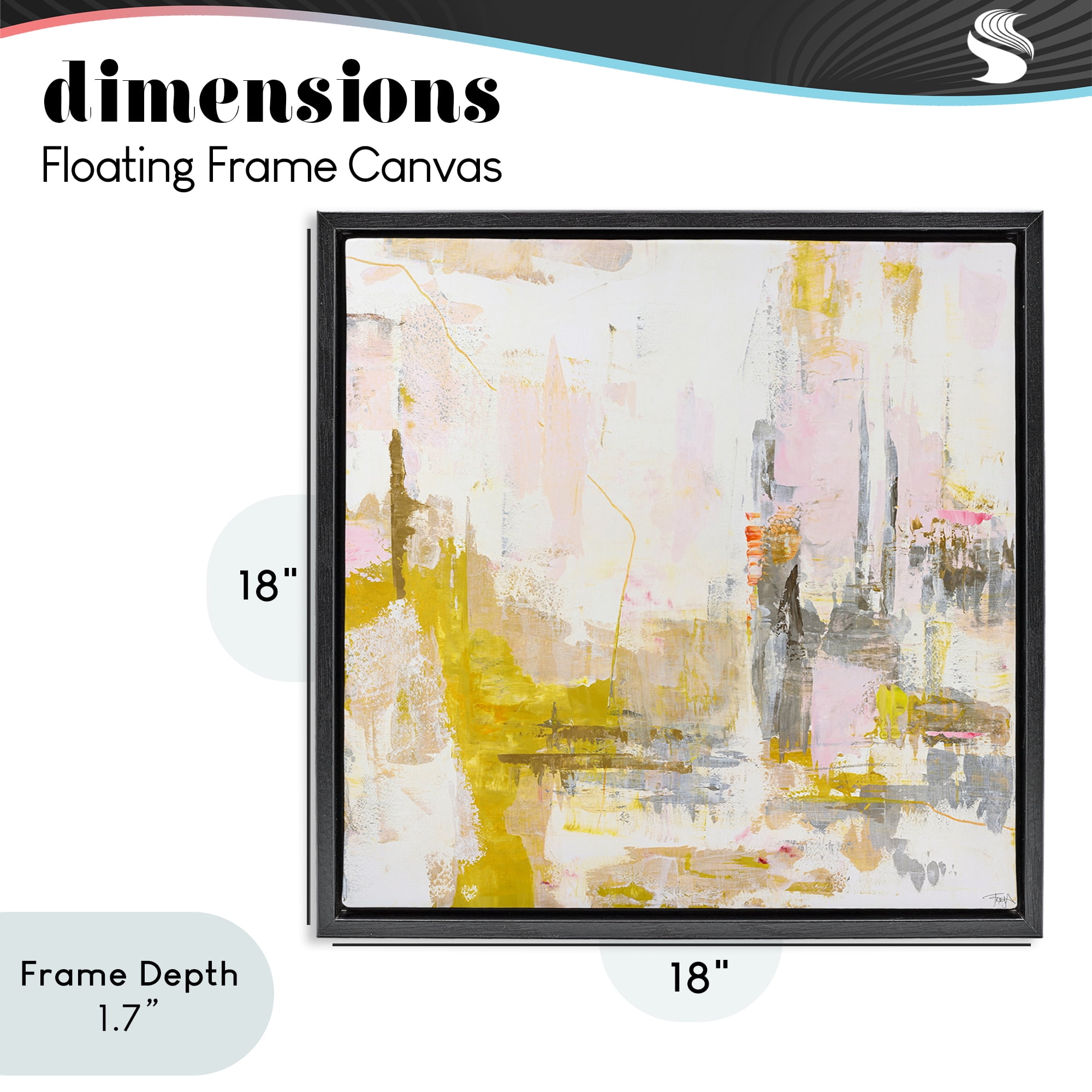 Stupell Industries New Age Yellow Abstract Black Framed Floater Canvas Wall Art, design by Design Fabrikken
