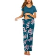 thumbnail image 4 of Ekouaer Women's Maternity Nursing Pajamas Cotton Sleepwear Set Soft Pregnancy Breastfeeding PJ Set Black M B Floral Teal XXL, 4 of 7
