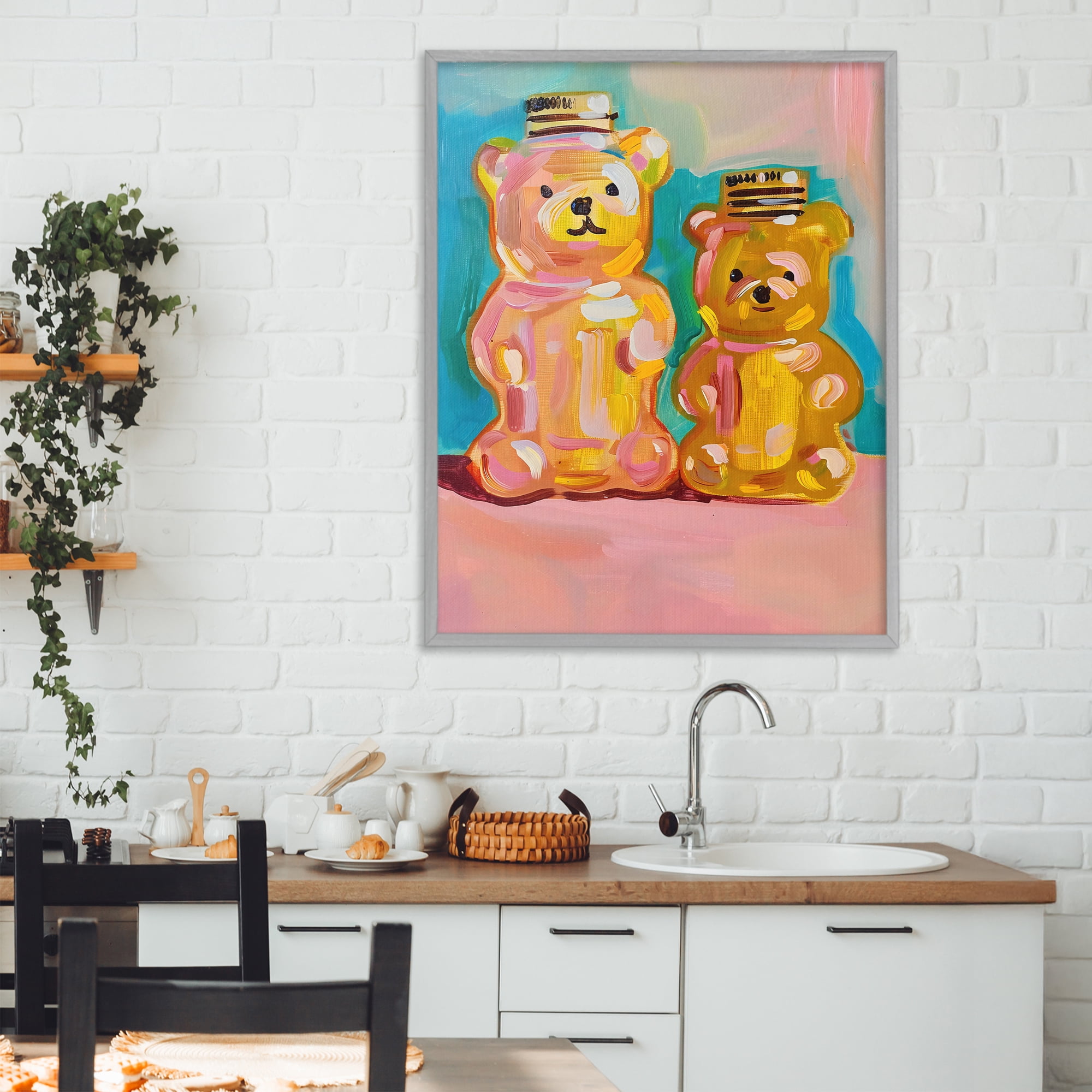 Stupell Industries Joyful Honey Bears Duo Gray Framed Giclee Art, design by The Prints Vibe