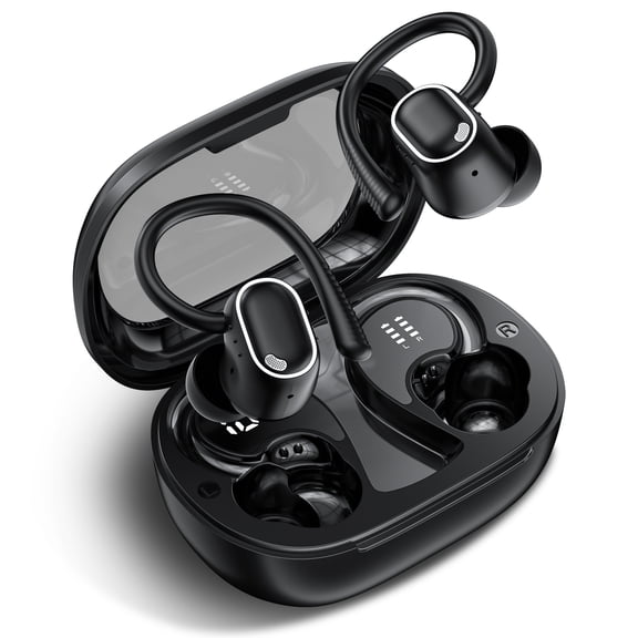 Wireless Earbuds Bluetooth Headphones for iphone Android with ENC Noise Cancelling Mics, Deep Bass Over Ear Buds 40Hrs Playtime IPX7 Waterproof for Sport, Black