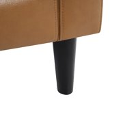 Naomi Home Velonie Air Leather Mid-Century Sofa, Removable Cushions, Matching Bolster Pillows, Spacious 3-Seater Comfort, Solid Wood Frame, Everyday Relaxation, Tan