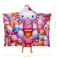thumbnail image 2 of Hello Kitty Blanket Hoodie, Wearable Blanket, Cloak Hooded Throw Blanket, Soft Warm Fluffy Blankets for Bed Couch Sofa, 2 of 8