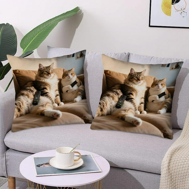 Juego de cojines con estampado de animales adorables para dormitorio, sala de estar o sofá (45x45 cm). Funda de cojín aterciopelada.