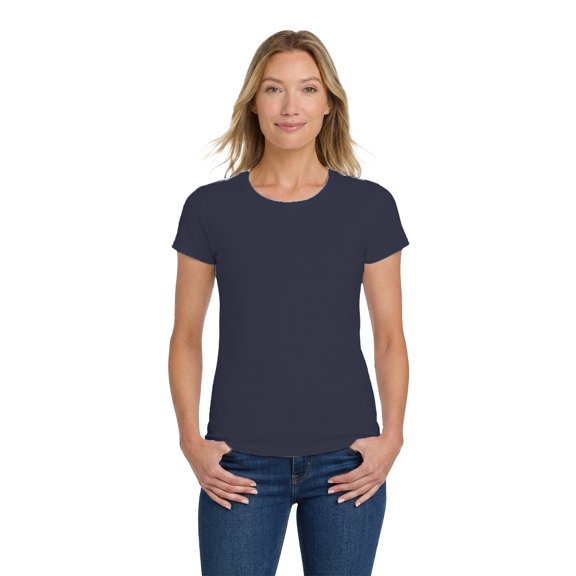 Gildan Women's Heavy Cotton T-Shirt, Short Sleeve Crewneck Classic Fit Tee, Navy, Size-XL