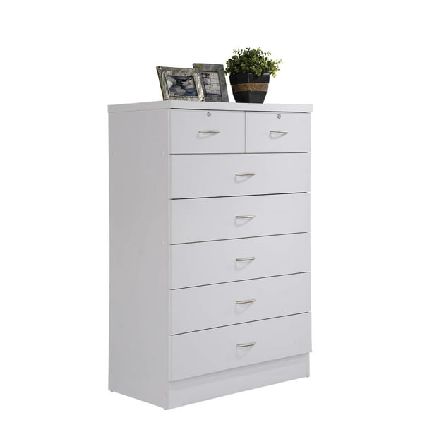 Hodedah 7 Drawer Dresser With Two Locks White Walmart Com