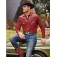 thumbnail image 4 of COOFANDY Men's Western Cowboy Shirt Embroidered Button Down Long Sleeve Shirts, 4 of 6