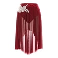 thumbnail image 3 of SiiRoh Women Rhinestone Lyrical Ballet Dance Skirt High Low Dance Practice Skirt Ballroom Dancewear Burgundy M, 3 of 5