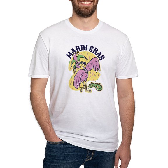 CafePress - Mardi Gras Flamingo T Shirt - Fitted T-Shirt, Vintage Fit Soft Cotton Tee