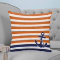 thumbnail image 4 of Pillow Covers 20x20 Set of 2, Anchor Orange Throw Pillow Covers Decorative Couch Cushion Cover, Modern Navy Blue White Striped Nautical Microfiber Soft Square Pillowcases for Bedroom Living Room Sofa, 4 of 7