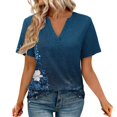 thumbnail image 2 of Blue Women's Short Sleeve T-shirt, Womens Tops Summer Short Sleeve V Neck Blouses Business Casual Loose Fit Tshirts Trendy Fashion Outfits,Women's Short sleeve T-shirt L, 2 of 4