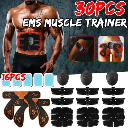 Kadell 30Pcs/set ABS Stimulator Electric Abdominal Toning Belt Full Body Muscle Trainer with Replace Gel Home Exercise Fitness For Hip/Abdomen/Arm/Leg