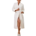 thumbnail image 2 of INSPIRE CHIC Women's Fluffy Fleece Robe Kimono Long Sleeve Thick Plush Self Tie Long Bathrobe for After Shower Spa Bath Suana L White, 2 of 5