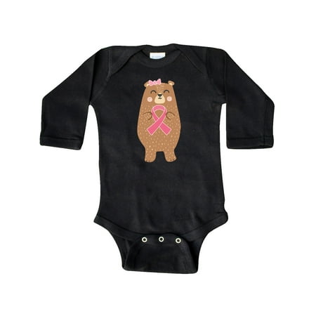 

Inktastic Breast Cancer Awareness Pink Ribbon Bear Gift Baby Girl Long Sleeve Bodysuit