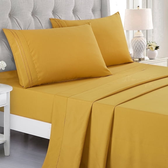 Premium Hotel Style Sheet Set with Rich and Soft Hand (Turmeric, Full)