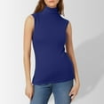 thumbnail image 2 of BYHONG Women's Sleeveless Turtleneck Tank Top Solid Color Layering Vest Basic Slim Fit Womens Blouses & Casual Base Shirt Dark Blue XXL, 2 of 4
