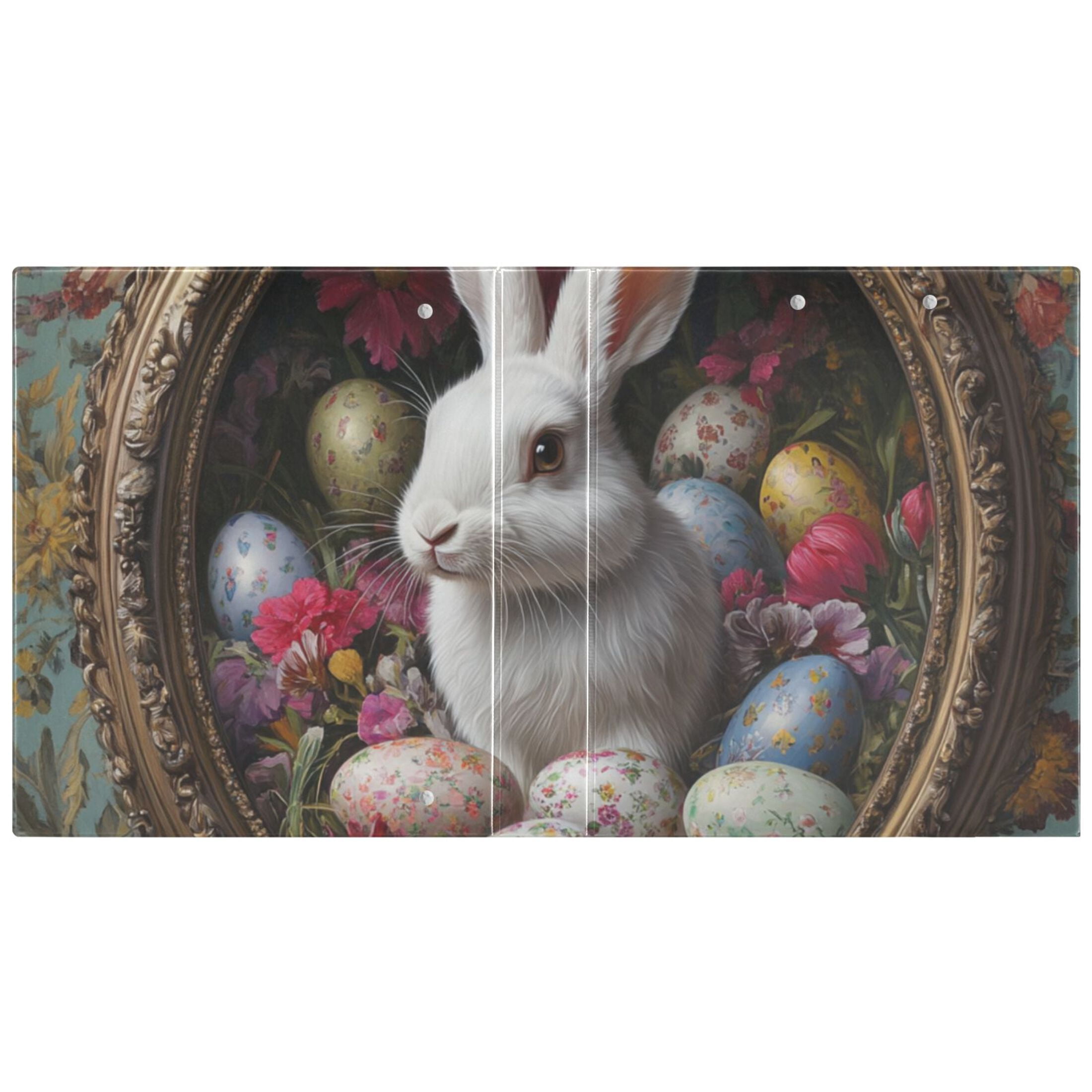 Rabbit Easter Eggs 3 Ring Binders 1.5 inch Hardcover File Folders with Interior Pockets A4 Size Organizer for School Office Hospital Set of 2