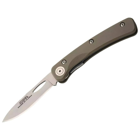 Knives of Alaska Featherlite Hunter Pocket Knife 3" Drop Point D2  Blade G-10 Handle OD Green with Pocket Clip