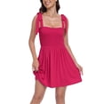 thumbnail image 7 of HDE Women's Summer Mini Romper Dress with Built in Shorts Berry Red XL, 7 of 7