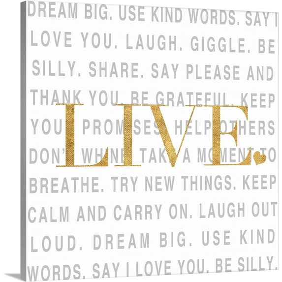 Great BIG Canvas | "Gold Love and Life II" Canvas Wall Art - 24x24