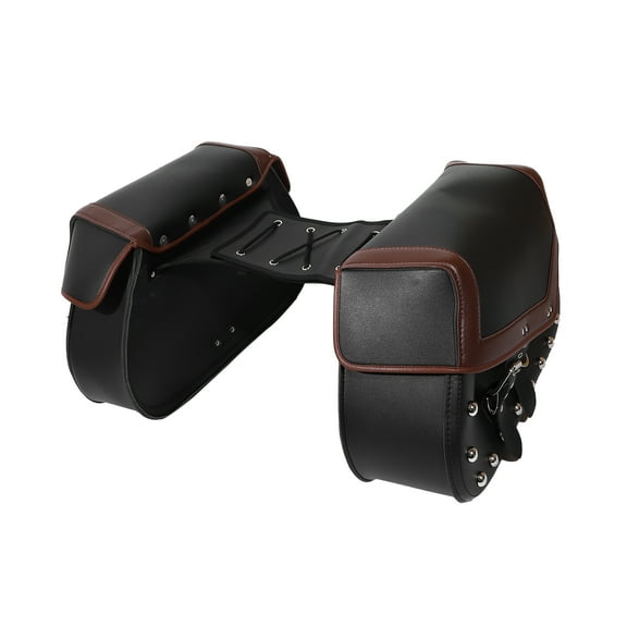 Unique Bargains 1 Pair Universal Motorcycle Saddlebag Side Cycling Luggage Tool Bags Adjustable Buckles Black Brown