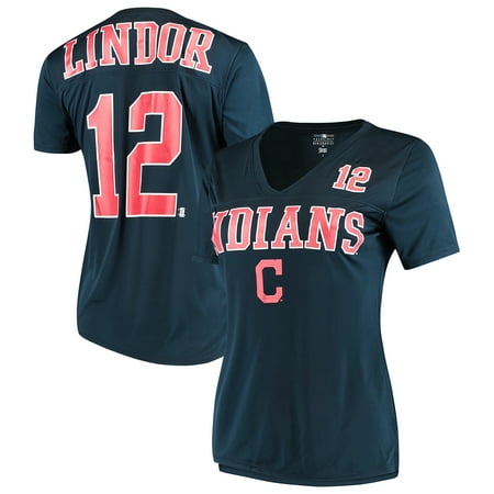 - Women's New Era Francisco Lindor Navy Cleveland Indians Name & Number T-Shirt