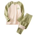 thumbnail image 2 of Hpapadks Pajamas for Girls Thermal Underwear Set Long Sleeve Top Pants Fleece Lined Boys Pjs Green 5-6 Years, 2 of 3