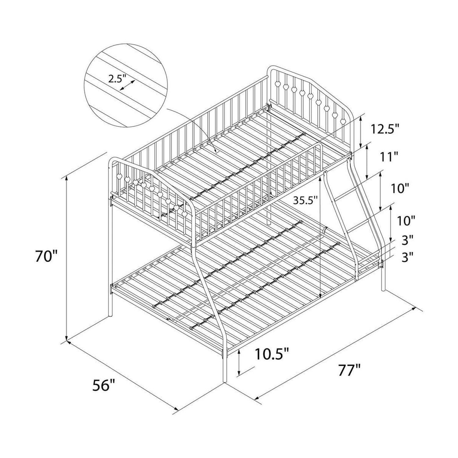 Novogratz Bushwick Metal Bunk Bed, Twin/Full, Black