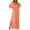 Orange, variant on Summer Dresses for Womens 2025 Plus Size Fashion Fall Solid Color Short Sleeved V-Neck Slit Loose Dress Without Pockets