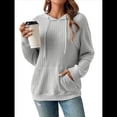 thumbnail image 3 of Sudadera Informal con Capucha y Bolsillo Frontal de Larga con Cordón para Mujer Gris L, 3 of 10
