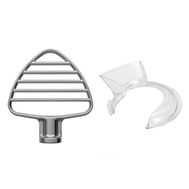 For 4.5-5QT Tilt Head Stand Mixer Pastry Beater & Secure Fit Pouring Shield Attachment Stainless Flat Beater