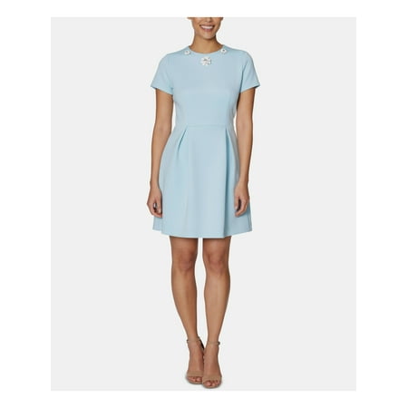 BETSEY JOHNSON Womens Light Blue Short Sleeve Above The Knee Sheath Dress 12