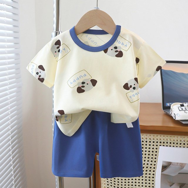 LSLJS Bébé Garçon d'Été Mignon Imprimé Col Rond Short à Manches Courtes Ensemble Vêtements d'Été Vêtements pour Enfants à la Mode 2024