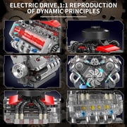 10171 V8 Engine Building Blocks Sets, V8 Engine Model kit That Run, Build Your Own STEM Model Engine, 8-Cylinder Car Engine Building Engineering Toys for Age 14+/Adults Collections(487+PCS)