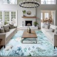 thumbnail image 4 of Teal Jellyfish Washable Living Room Rugs 6'x9', Summer Shell Coral Low Pile Throw Large Area Rug Non-Slip Sturdy Edge Binding Carpet for Dining Room Kitchen Office, 4 of 9