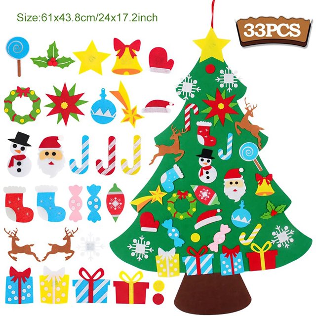 Árbol de Navidad de fieltro DIY para niños, adornos navideños para el hogar, adornos navideños 2023, regalos de Año Nuevo, árbol de Navidad 2024